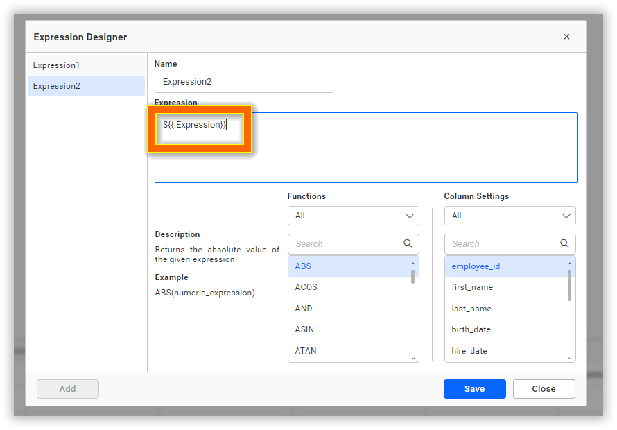 Use custom attribute in Expression