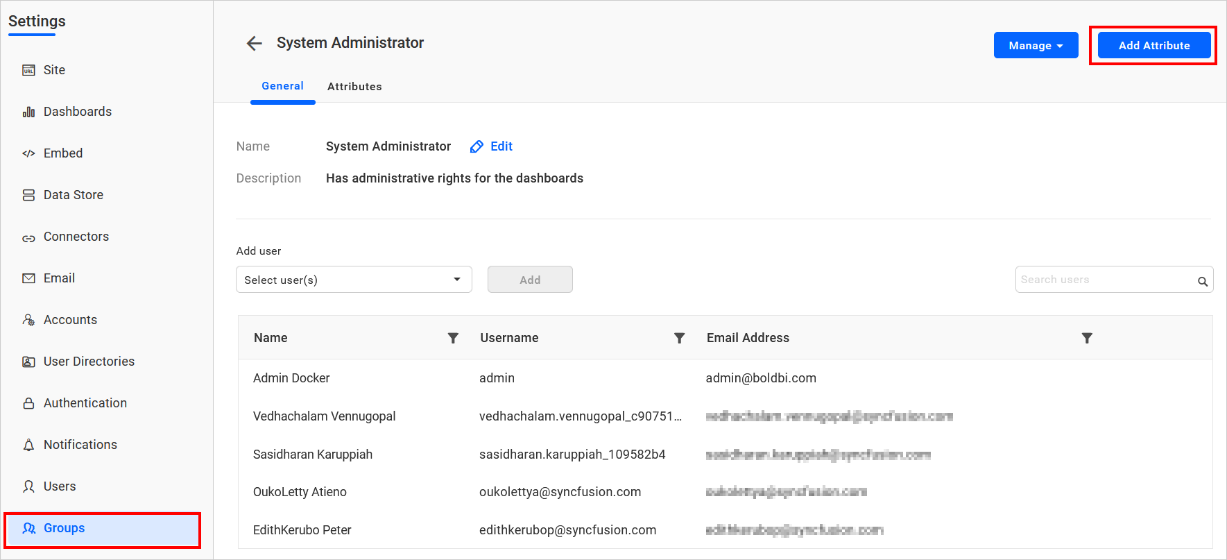 Group Level Add Custom Attribute Button
