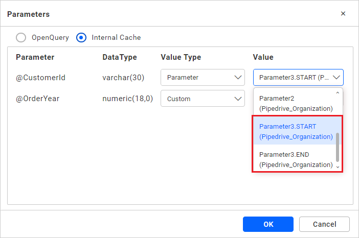 Range type parameter in stored procedure