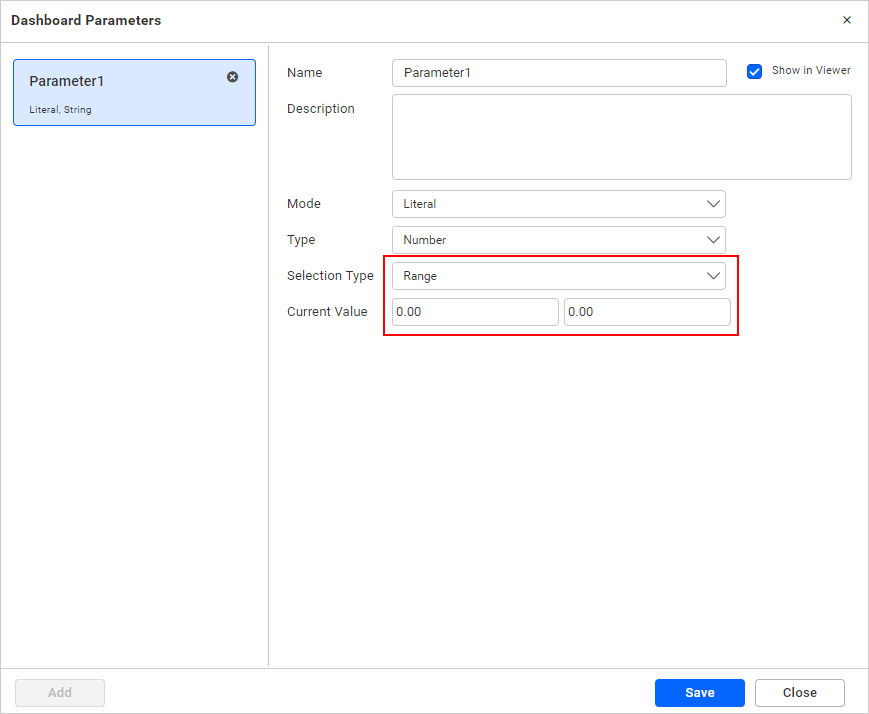 Selection type for Dashboard Parameter
