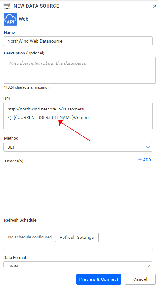 Use default parameter in web URL