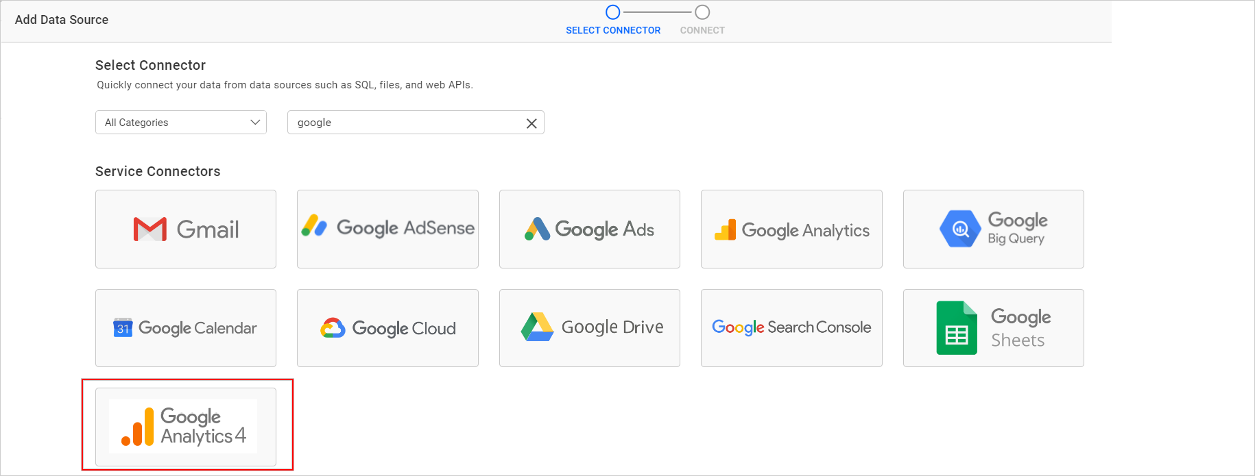 Choose data source from server