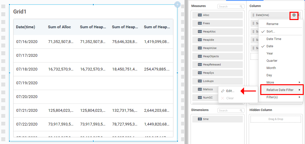 InfluxDB WidgetLevelFiltering