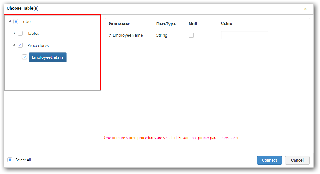 Choose stored procedure