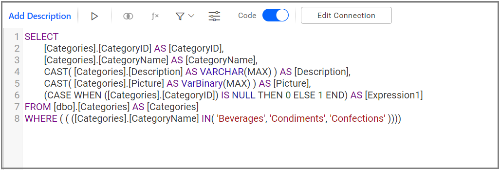 Query for design view