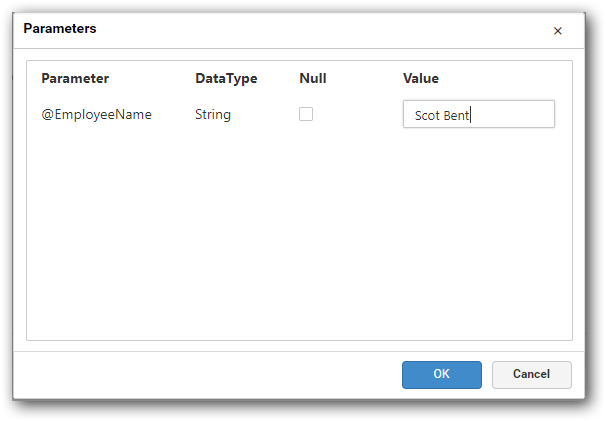 Stored procedure parameters