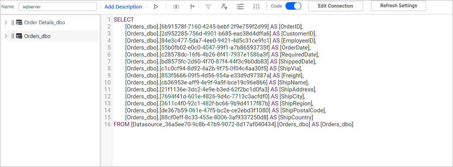 View guid in code view mode