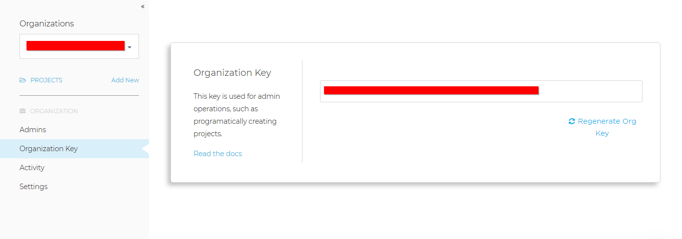 Reveal Organization Key