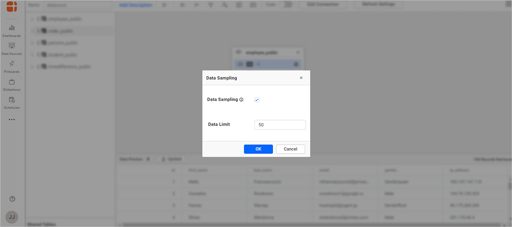 Data sampling enable