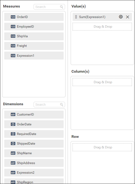 Aggregation function expression