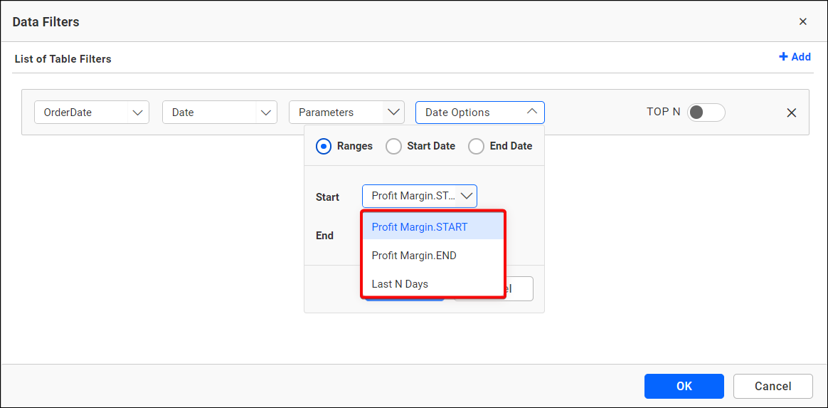Parameter Date filter