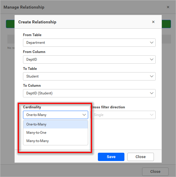Relation cardinality