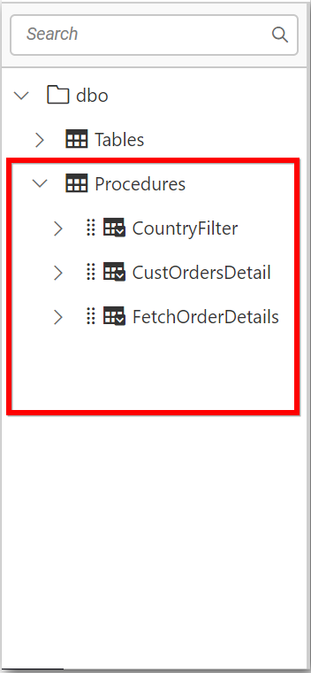 Stored procedure treeview