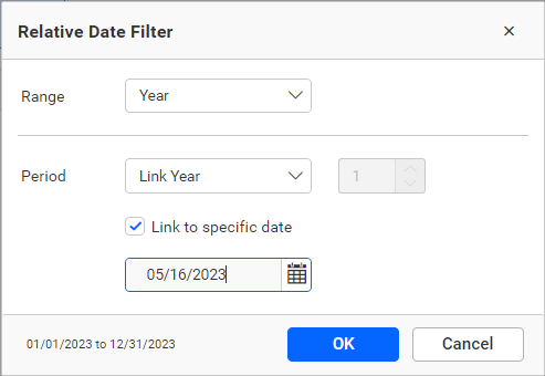 User Filter Manual Relative Date Filter